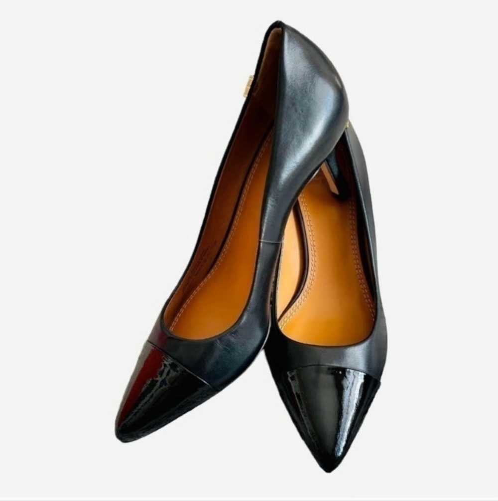 Tory Burch Penelope 65MM Black Leather Pumps Women’s Size 5.5 Made in Italy - Picture 5 of 9